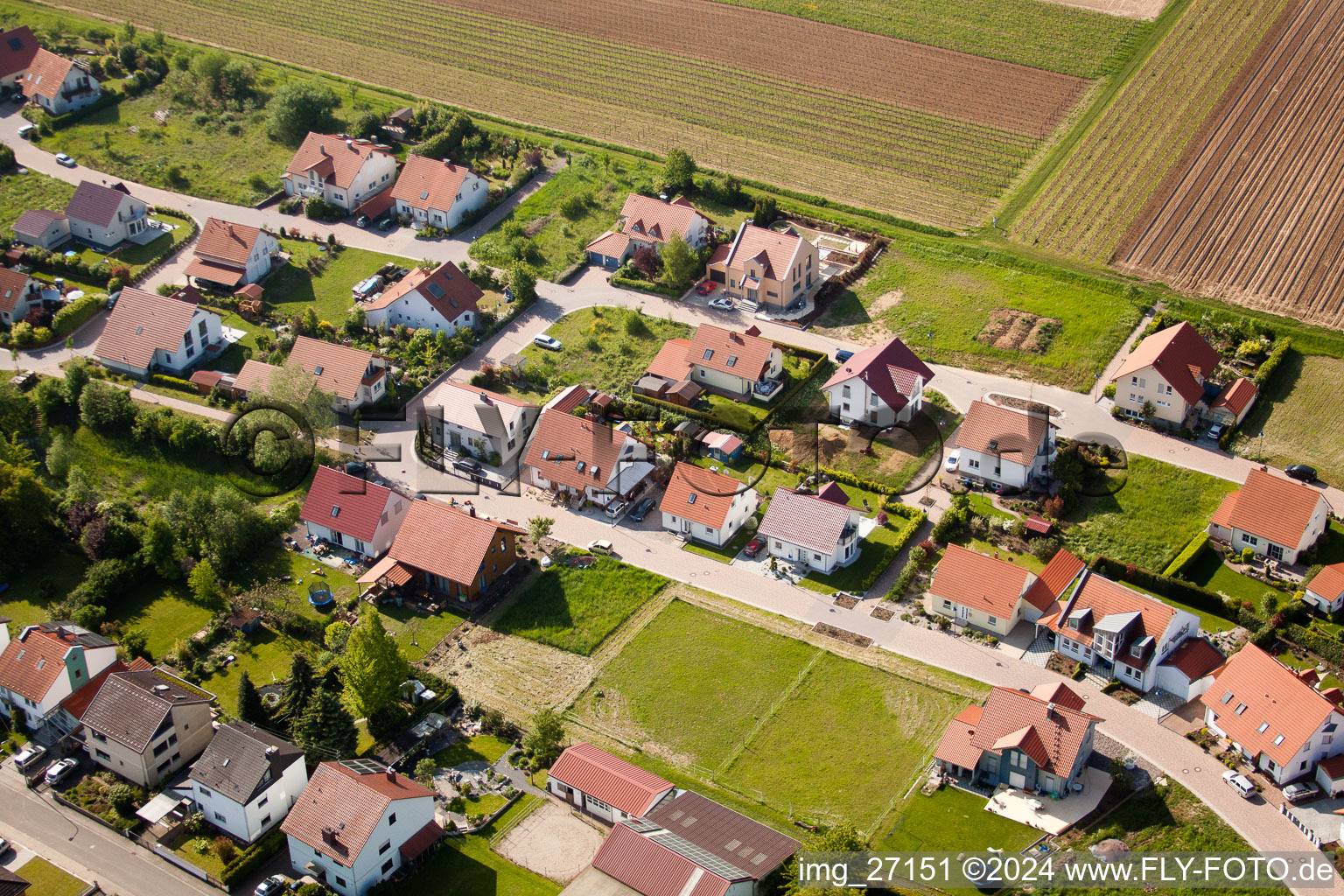 District Mörzheim in Landau in der Pfalz in the state Rhineland-Palatinate, Germany from above