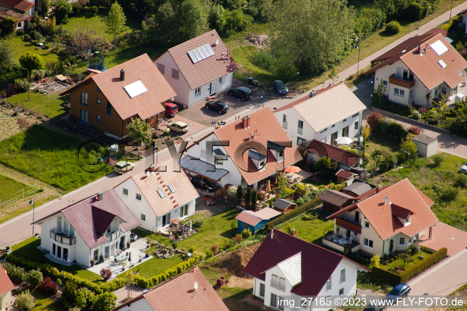 Aerial view of District Mörzheim in Landau in der Pfalz in the state Rhineland-Palatinate, Germany