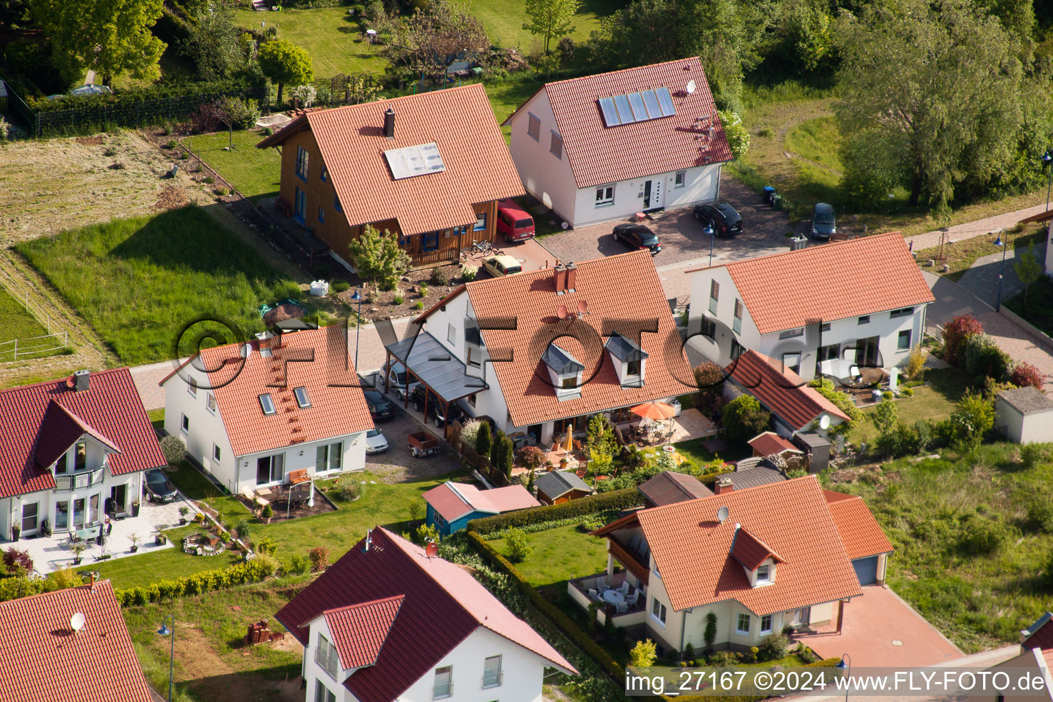 District Mörzheim in Landau in der Pfalz in the state Rhineland-Palatinate, Germany from above