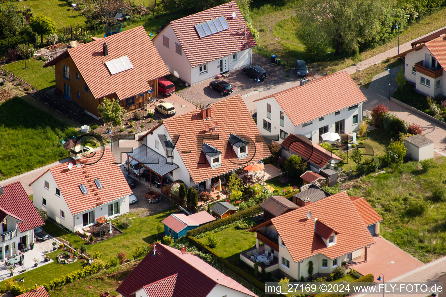 District Mörzheim in Landau in der Pfalz in the state Rhineland-Palatinate, Germany seen from above