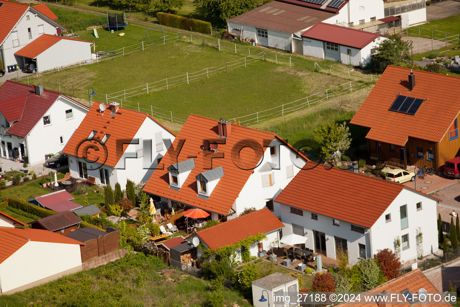 District Mörzheim in Landau in der Pfalz in the state Rhineland-Palatinate, Germany viewn from the air