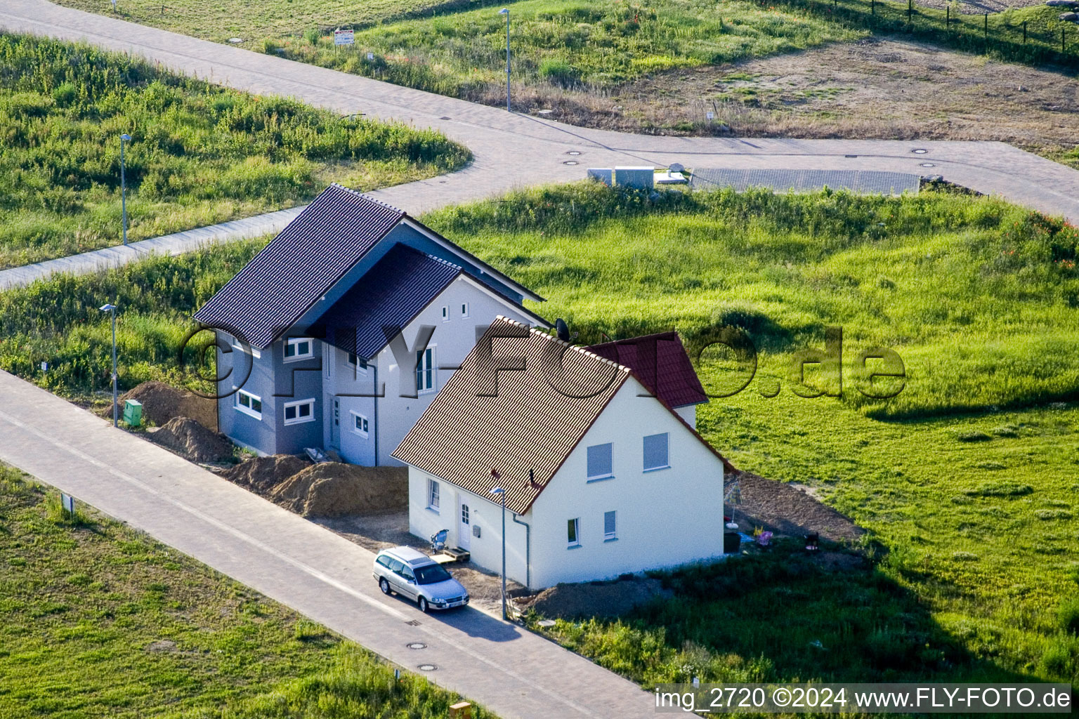 Aerial view of New development area in the NE in the district Schaidt in Wörth am Rhein in the state Rhineland-Palatinate, Germany