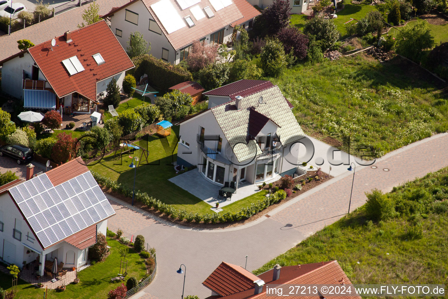 District Mörzheim in Landau in der Pfalz in the state Rhineland-Palatinate, Germany seen from above