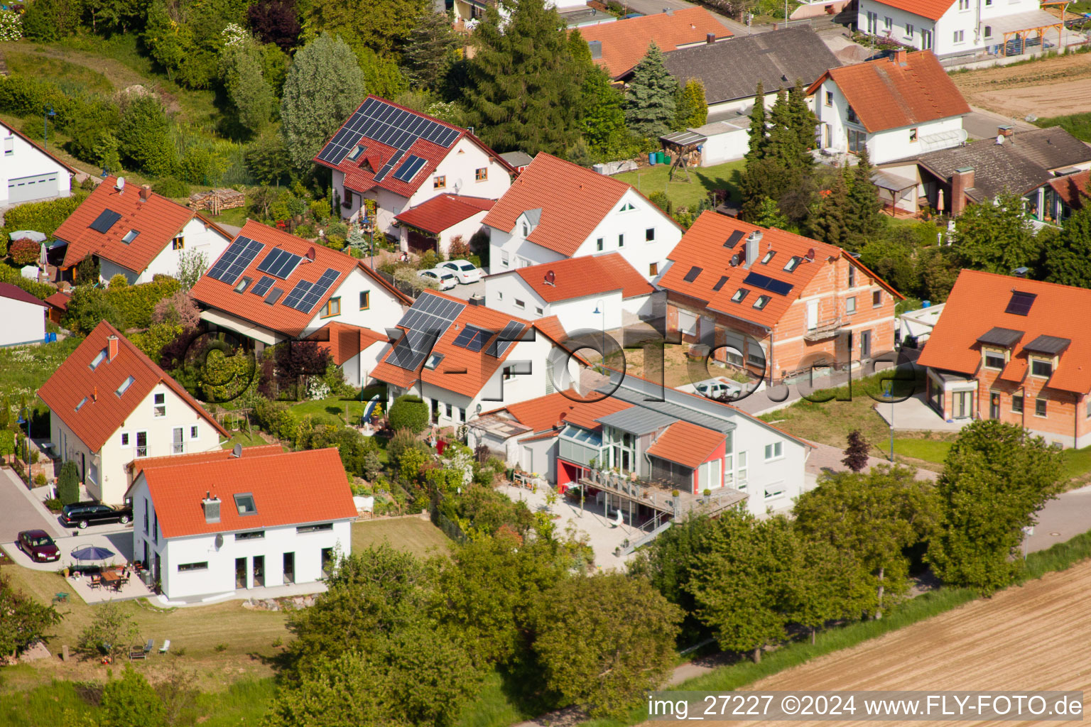 District Mörzheim in Landau in der Pfalz in the state Rhineland-Palatinate, Germany from above