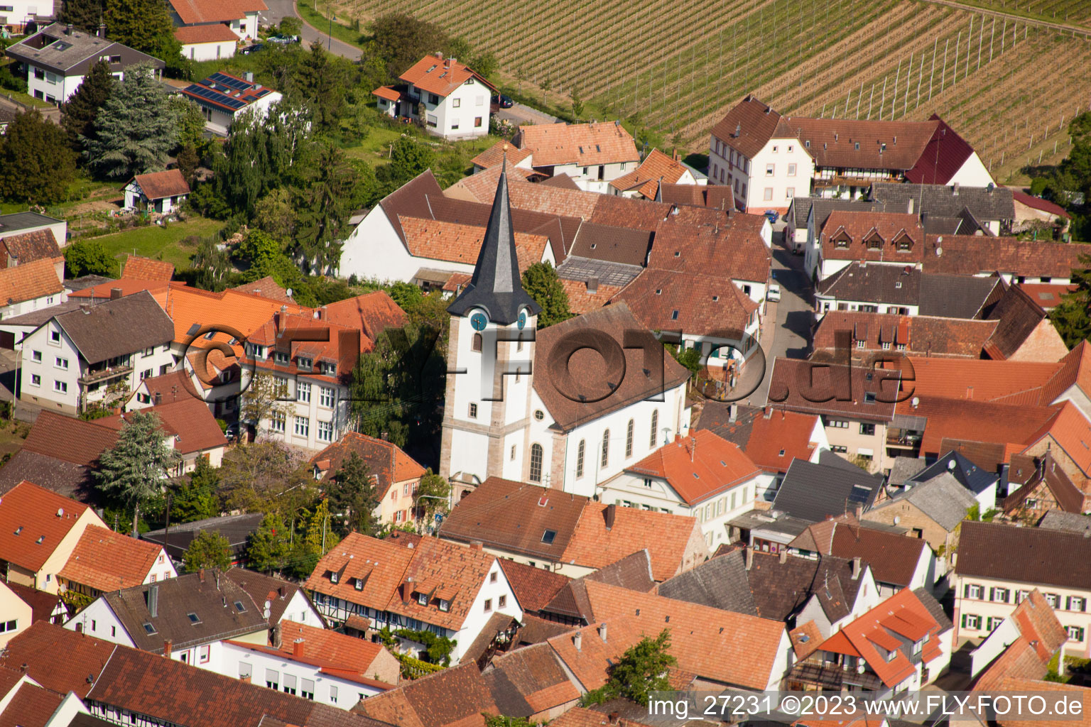 District Mörzheim in Landau in der Pfalz in the state Rhineland-Palatinate, Germany seen from above
