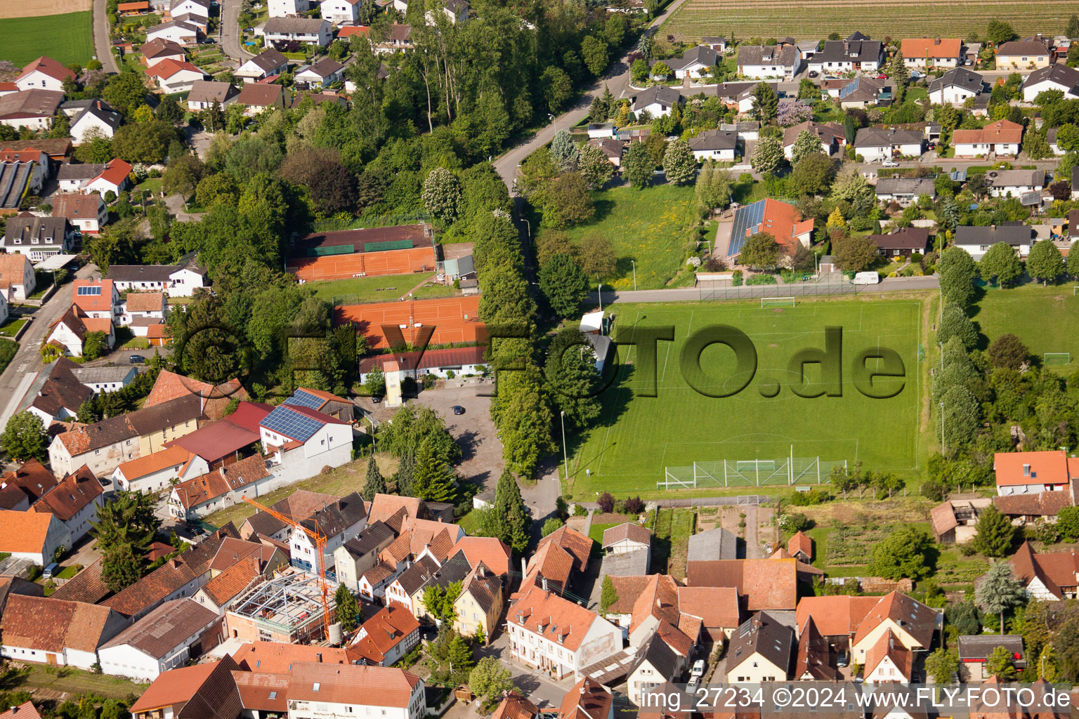 District Mörzheim in Landau in der Pfalz in the state Rhineland-Palatinate, Germany viewn from the air