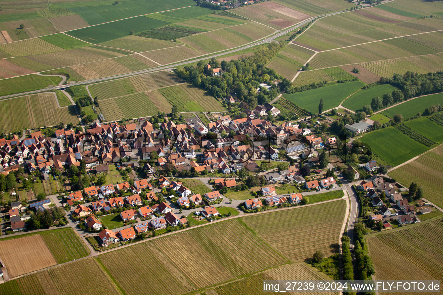 District Wollmesheim in Landau in der Pfalz in the state Rhineland-Palatinate, Germany from above