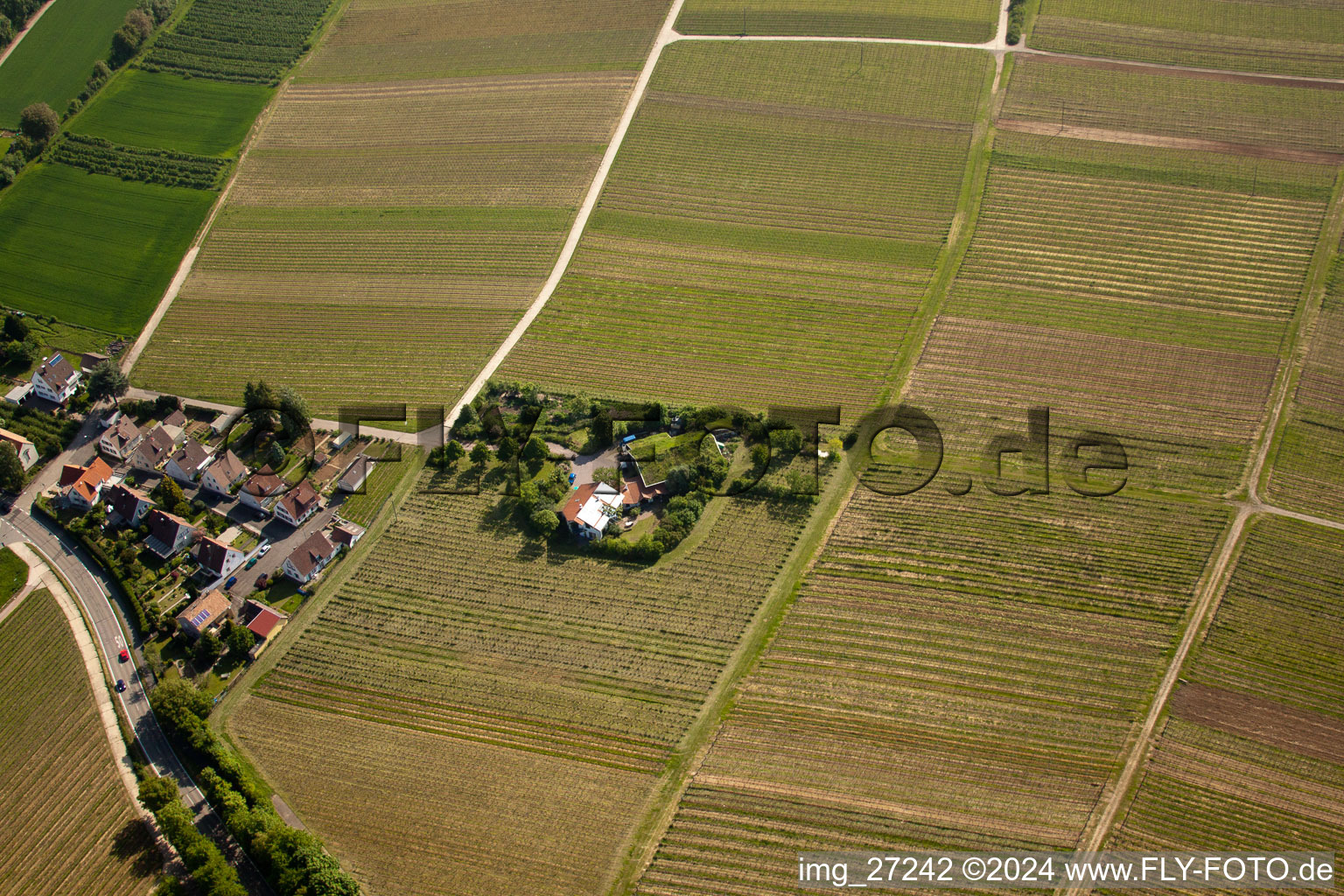 Aerial photograpy of Bioland Winery Marzolph in the district Wollmesheim in Landau in der Pfalz in the state Rhineland-Palatinate, Germany