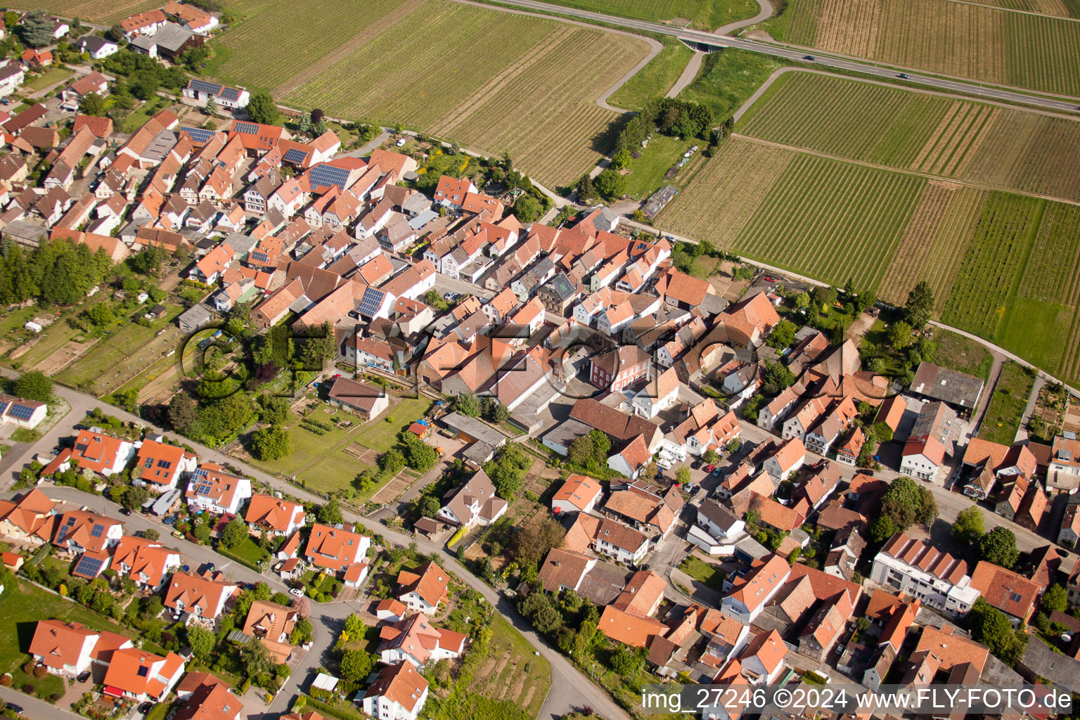 District Wollmesheim in Landau in der Pfalz in the state Rhineland-Palatinate, Germany seen from above