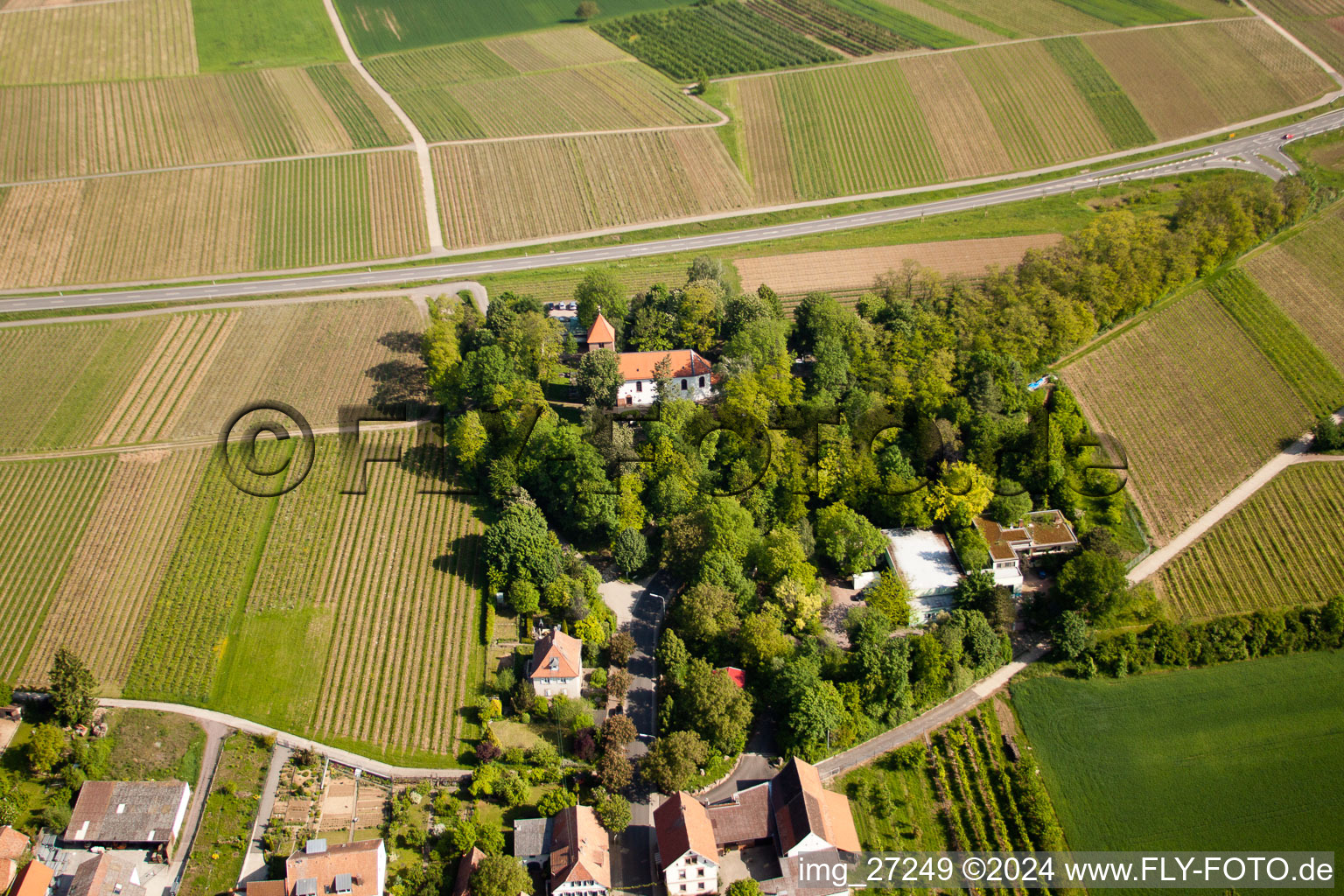 District Wollmesheim in Landau in der Pfalz in the state Rhineland-Palatinate, Germany viewn from the air