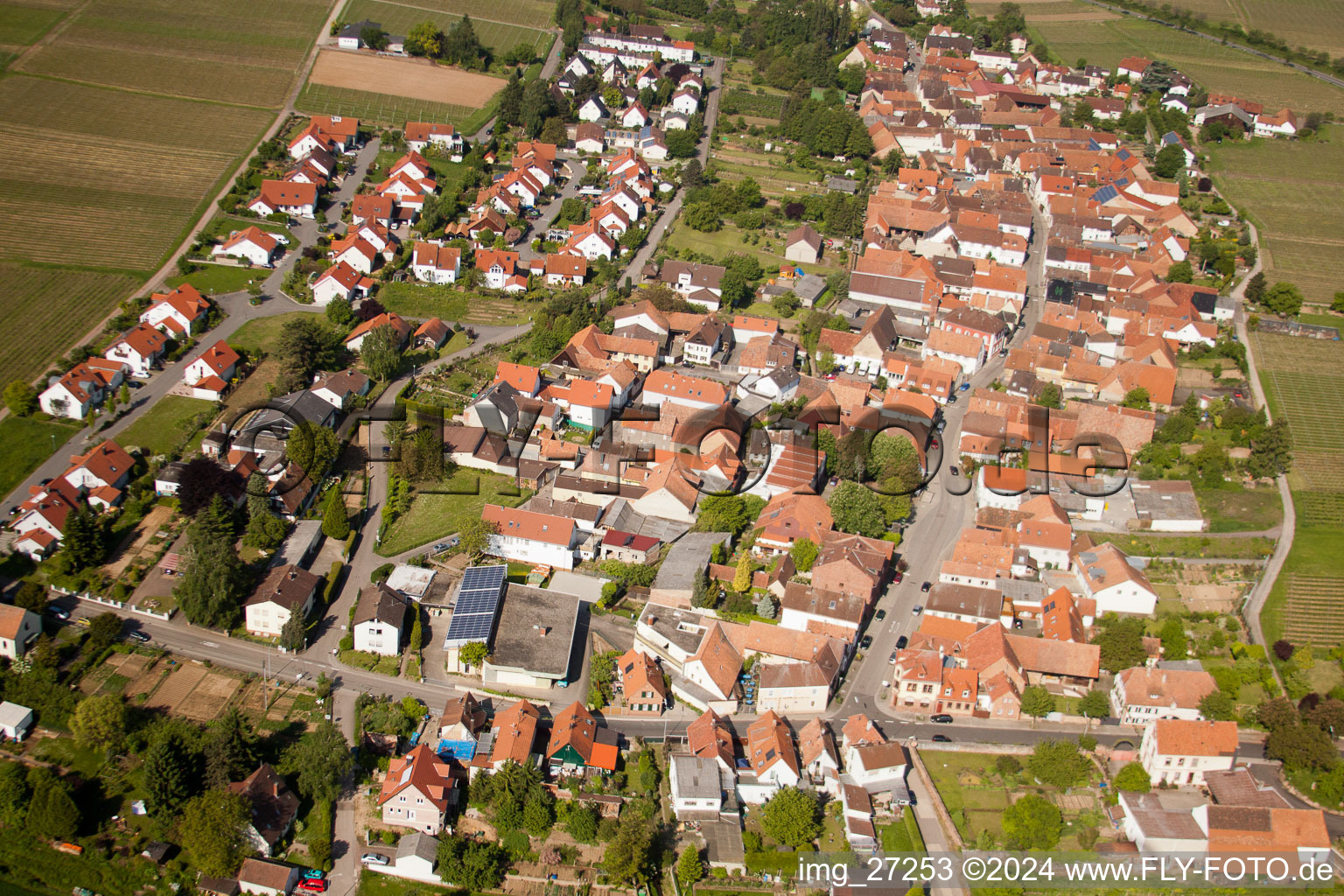 Drone recording of District Wollmesheim in Landau in der Pfalz in the state Rhineland-Palatinate, Germany