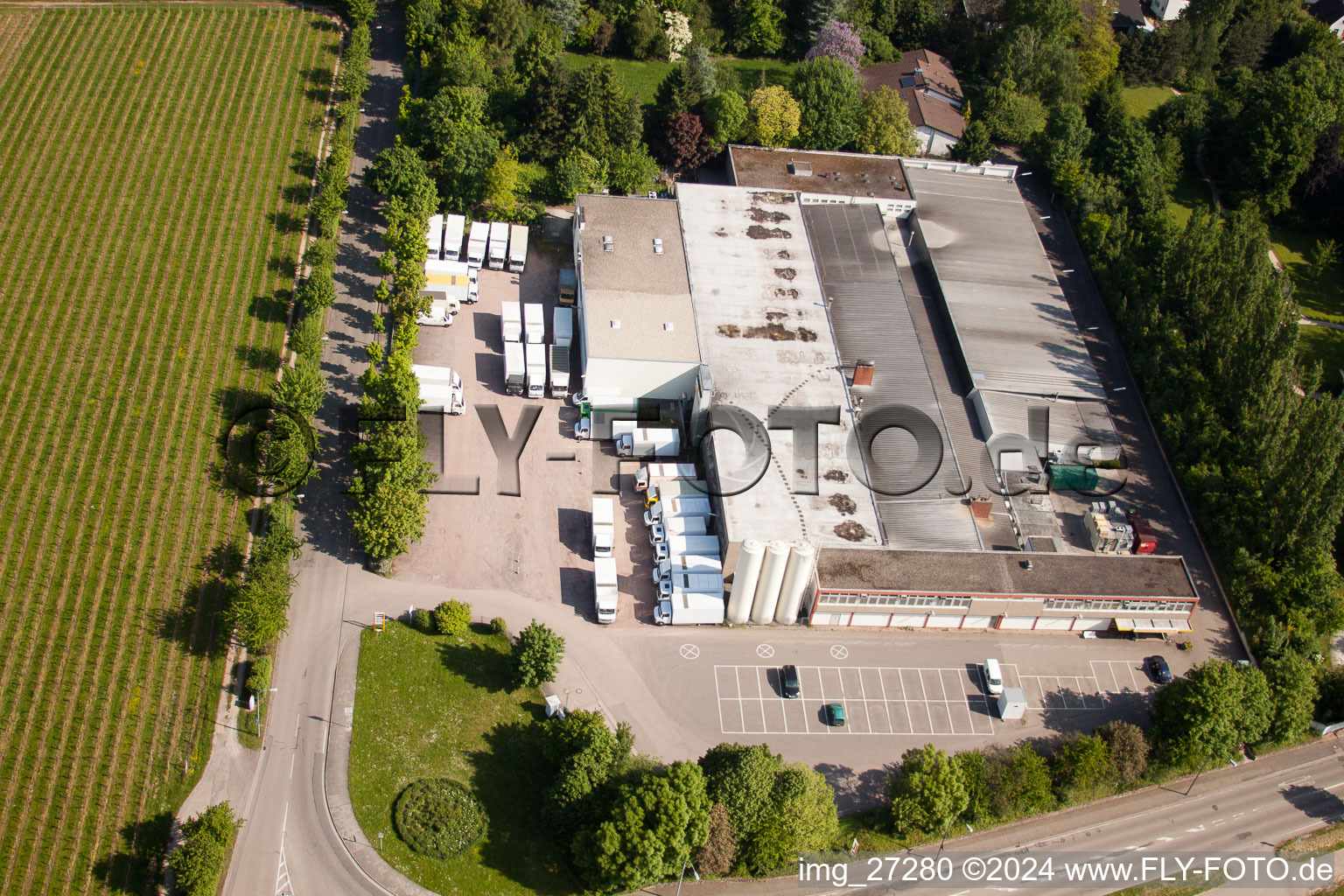 Oblique view of Wollmesheimer Höhe, Hofmeister-Brot GmbH in Landau in der Pfalz in the state Rhineland-Palatinate, Germany