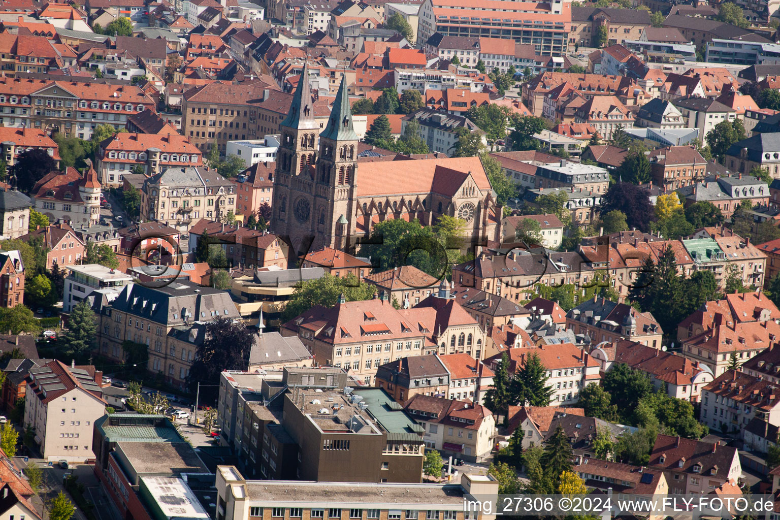 Landau in der Pfalz in the state Rhineland-Palatinate, Germany seen from a drone