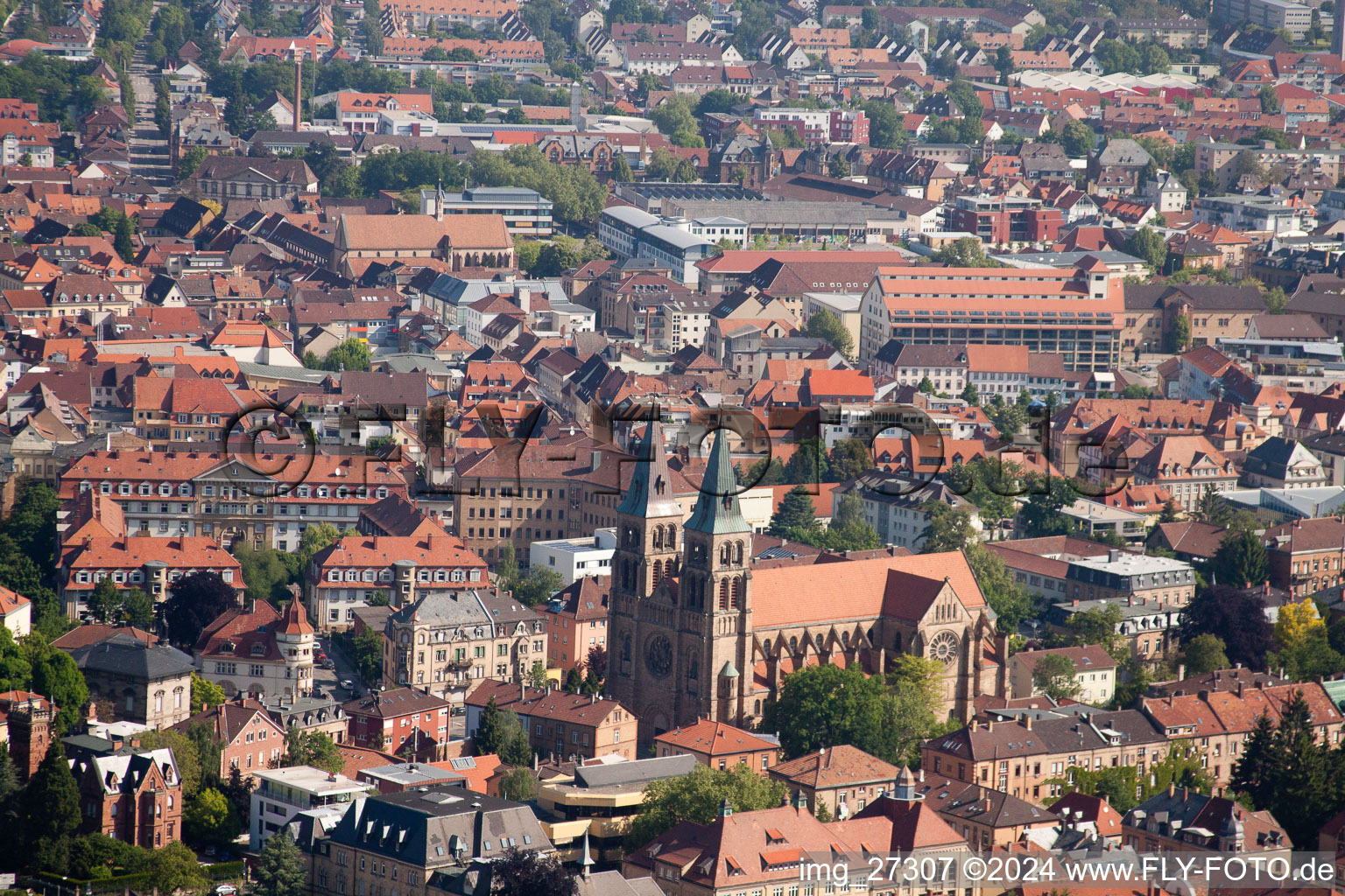 Aerial view of Landau in der Pfalz in the state Rhineland-Palatinate, Germany