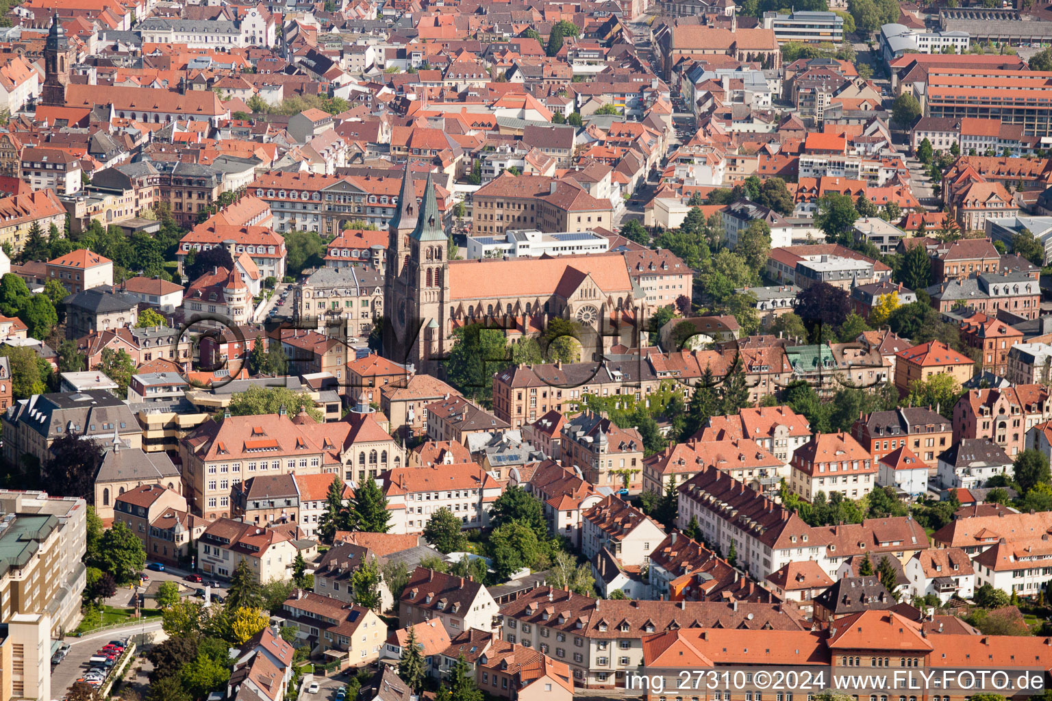 Landau in der Pfalz in the state Rhineland-Palatinate, Germany from above