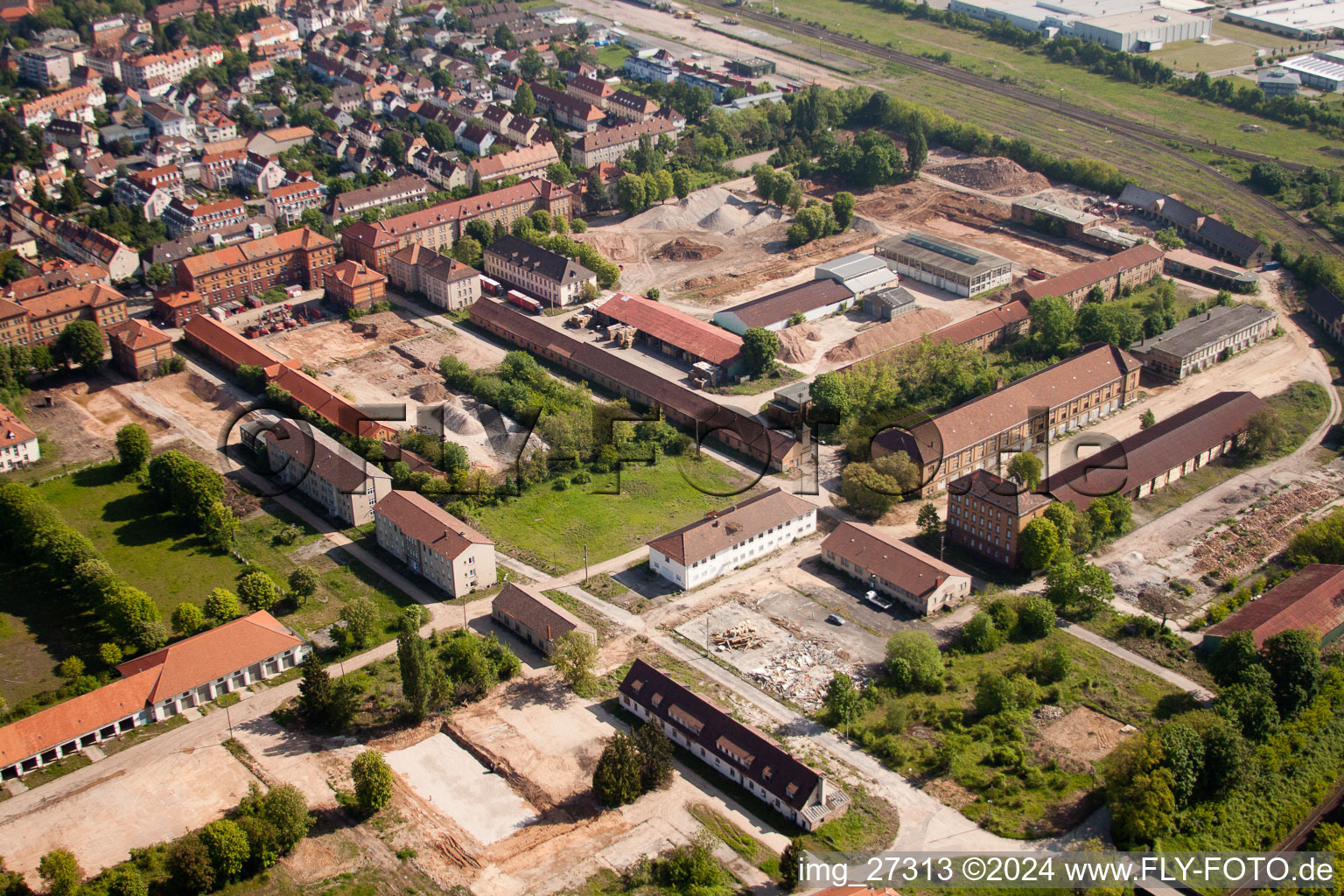 Landau in der Pfalz in the state Rhineland-Palatinate, Germany from the plane