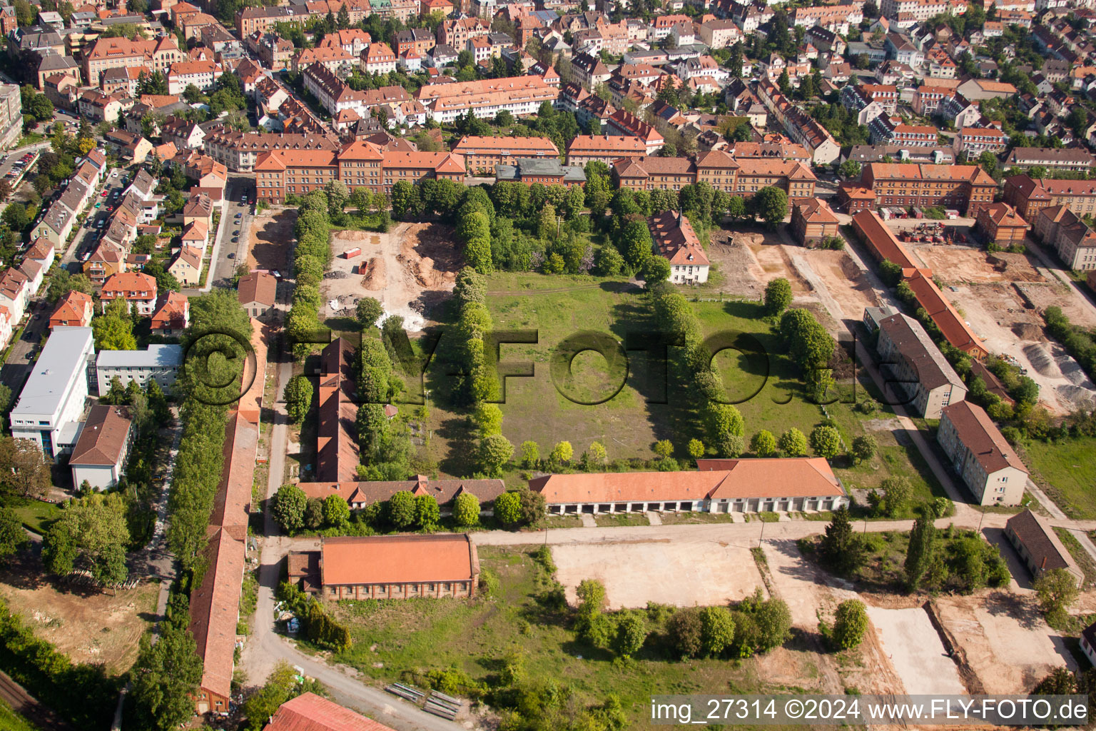 Bird's eye view of Landau in der Pfalz in the state Rhineland-Palatinate, Germany