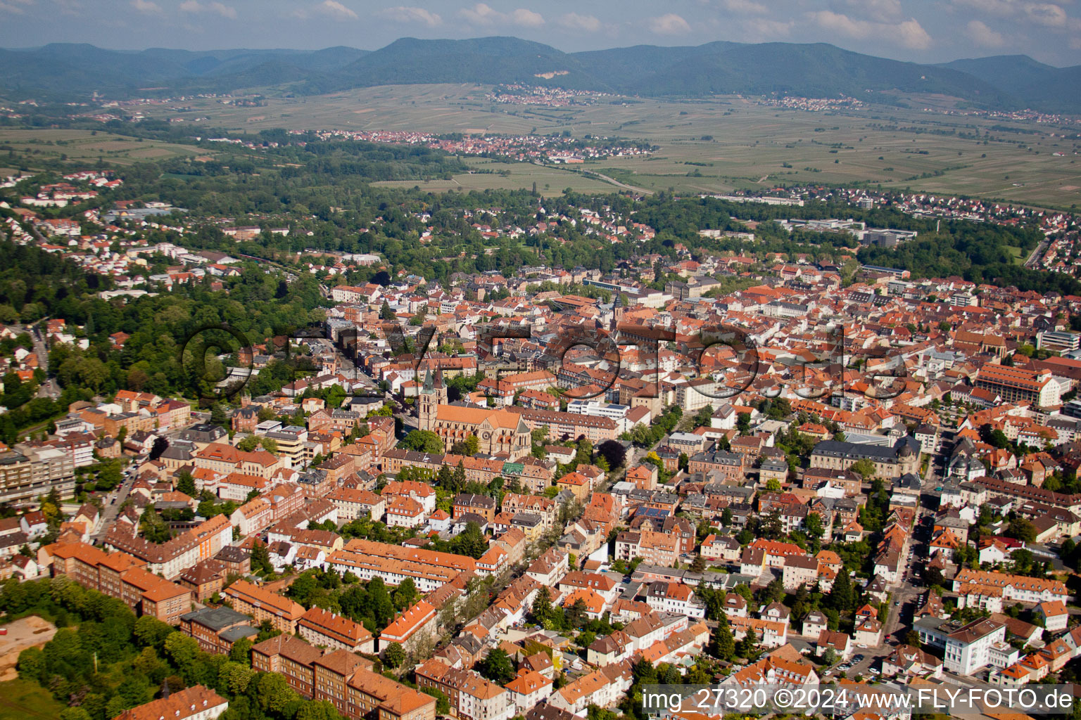 Landau in der Pfalz in the state Rhineland-Palatinate, Germany from a drone