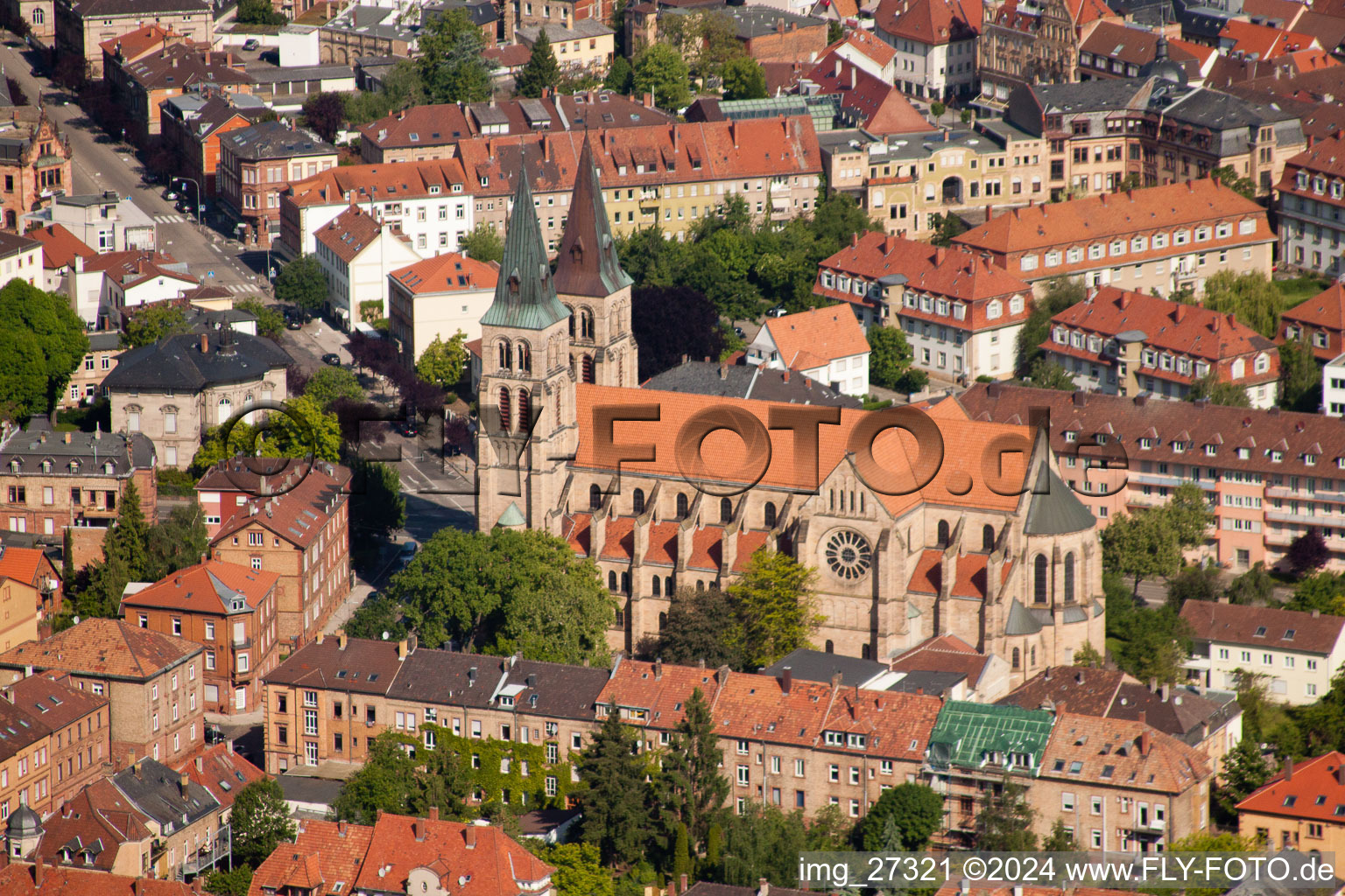 Landau in der Pfalz in the state Rhineland-Palatinate, Germany seen from a drone