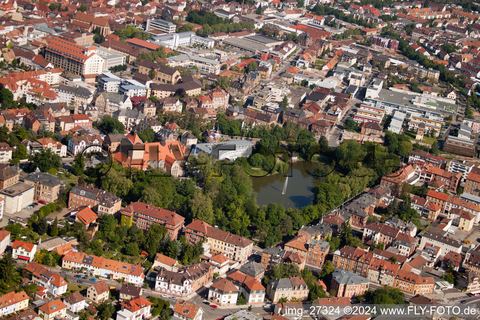 Aerial photograpy of Landau in der Pfalz in the state Rhineland-Palatinate, Germany