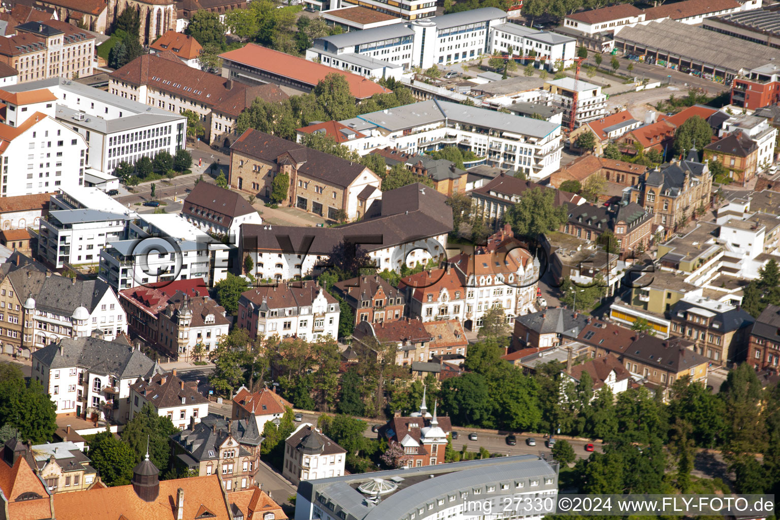 Landau in der Pfalz in the state Rhineland-Palatinate, Germany from the plane