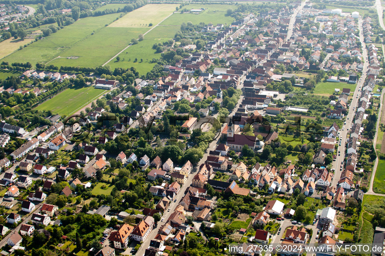 District Queichheim in Landau in der Pfalz in the state Rhineland-Palatinate, Germany from the drone perspective