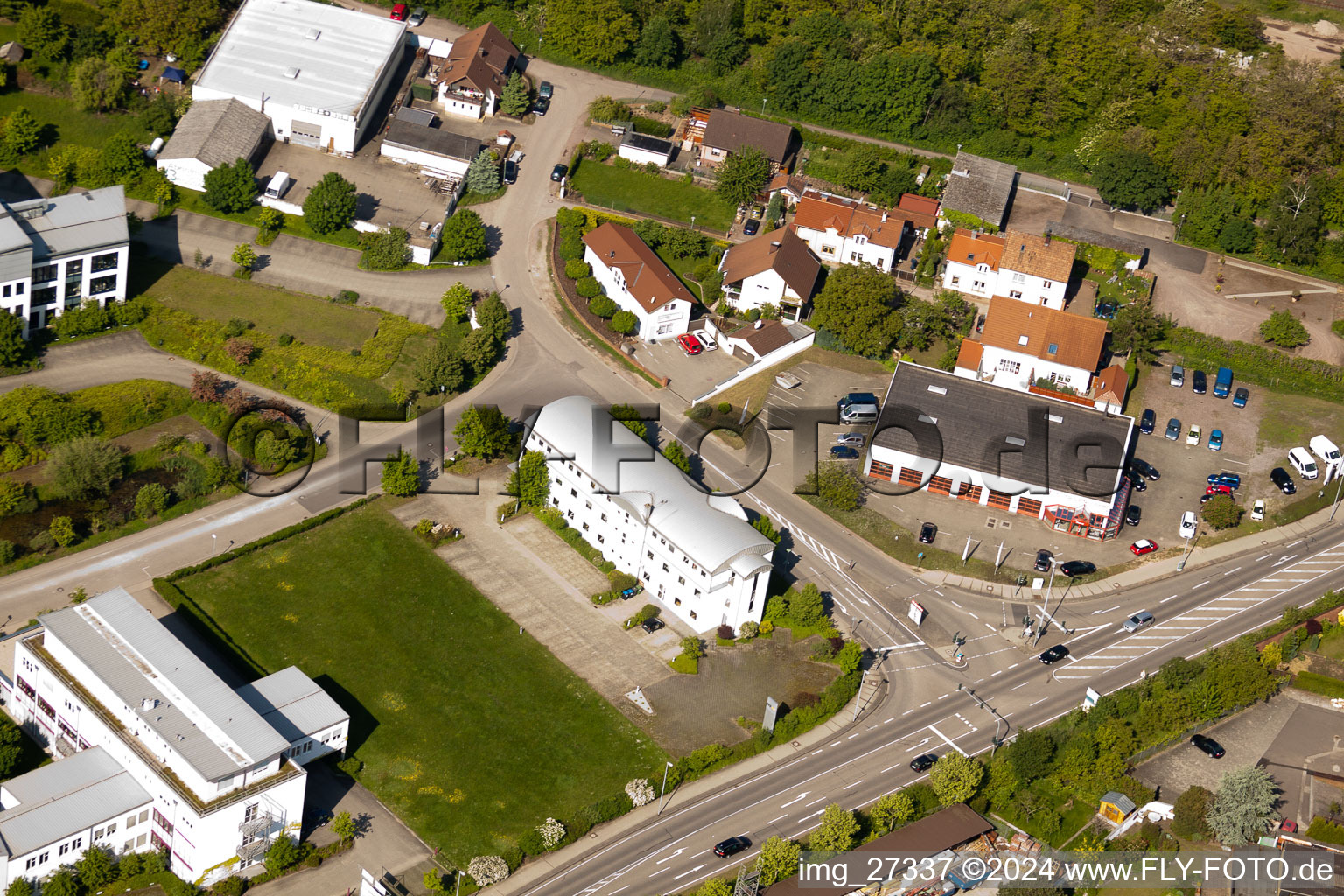 District Queichheim in Landau in der Pfalz in the state Rhineland-Palatinate, Germany seen from a drone