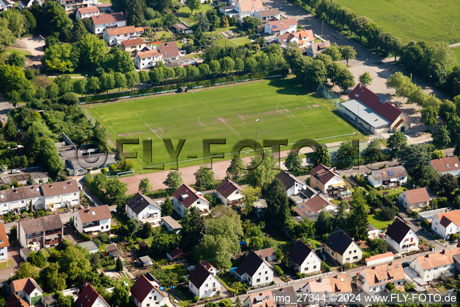 District Queichheim in Landau in der Pfalz in the state Rhineland-Palatinate, Germany seen from above