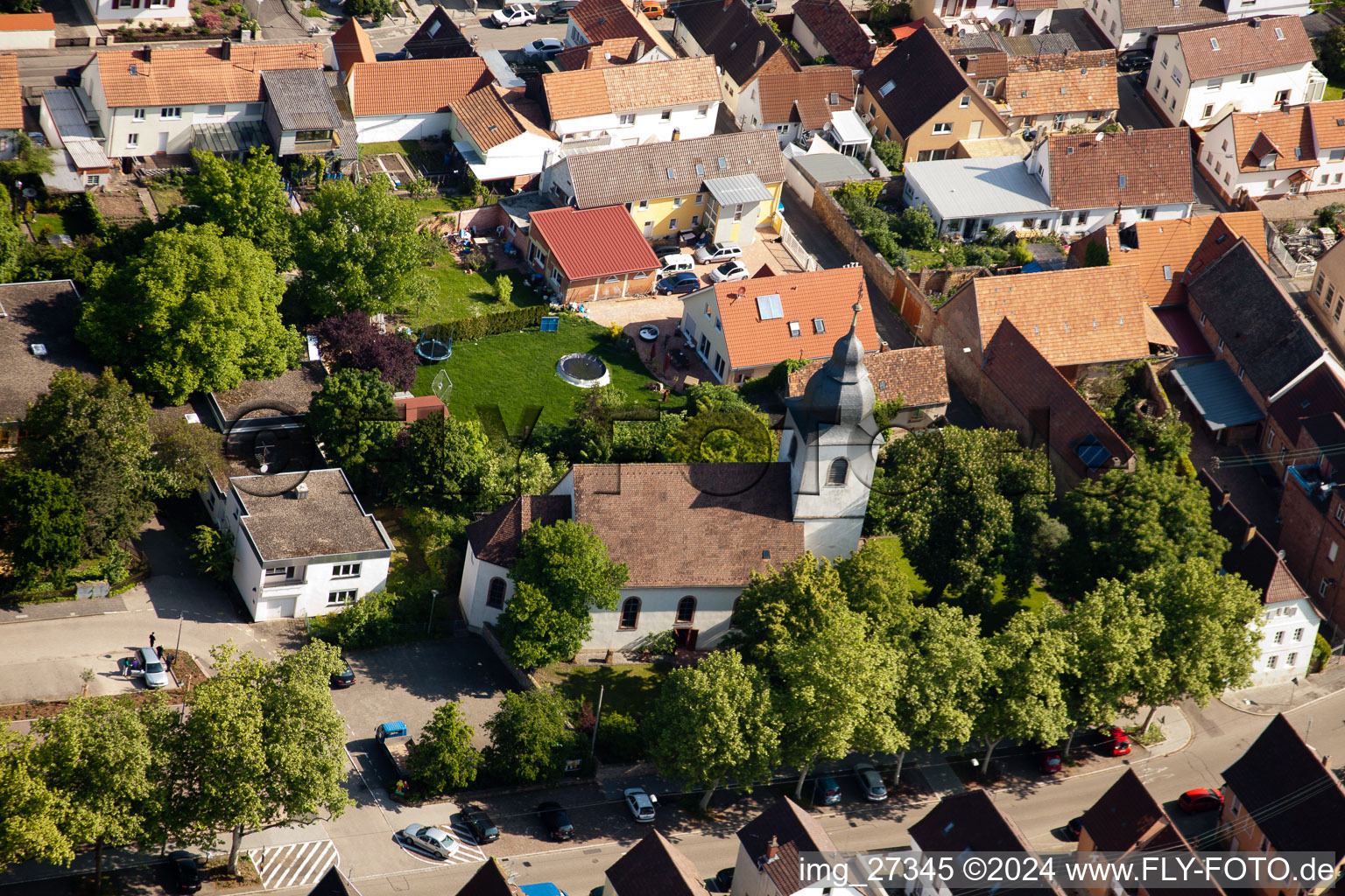 District Queichheim in Landau in der Pfalz in the state Rhineland-Palatinate, Germany from the plane