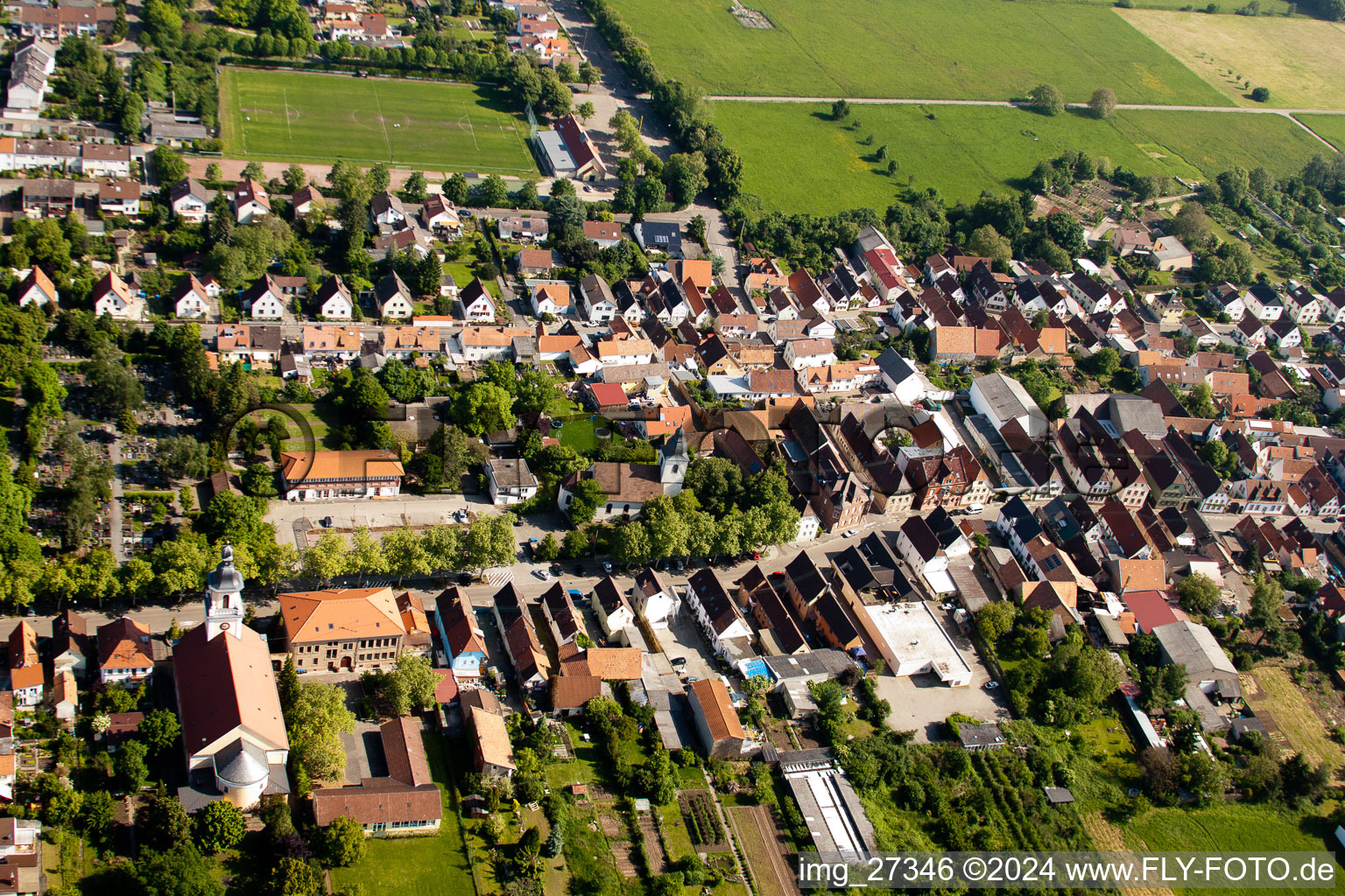 Bird's eye view of District Queichheim in Landau in der Pfalz in the state Rhineland-Palatinate, Germany