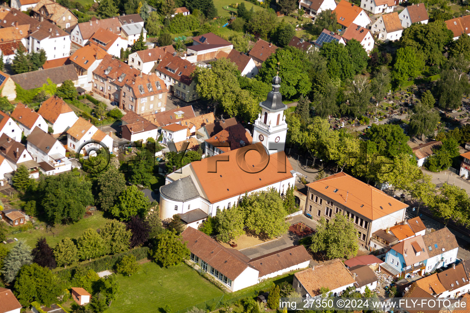 Drone recording of District Queichheim in Landau in der Pfalz in the state Rhineland-Palatinate, Germany