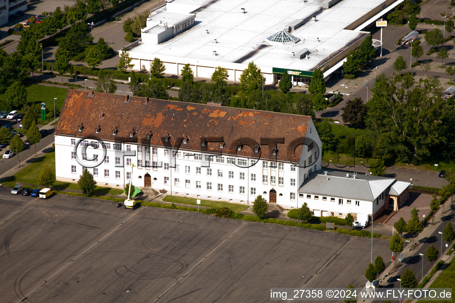 District Queichheim in Landau in der Pfalz in the state Rhineland-Palatinate, Germany seen from a drone