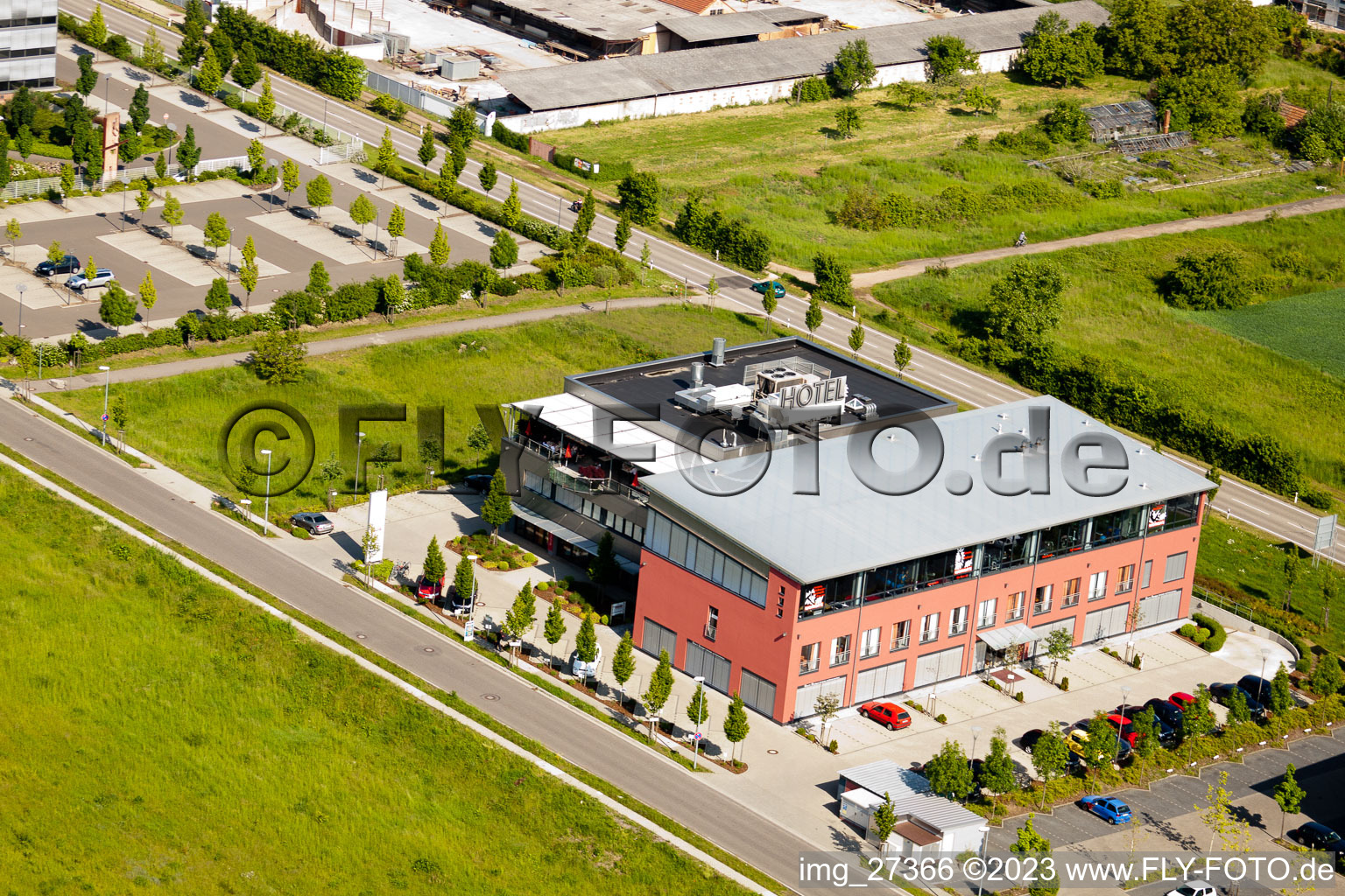 District Queichheim in Landau in der Pfalz in the state Rhineland-Palatinate, Germany from above