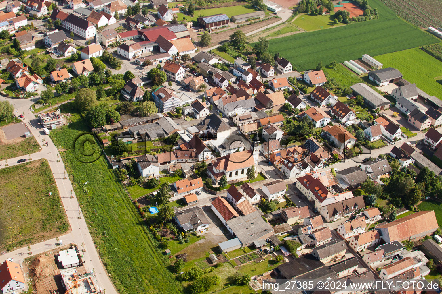 District Mörlheim in Landau in der Pfalz in the state Rhineland-Palatinate, Germany from the drone perspective