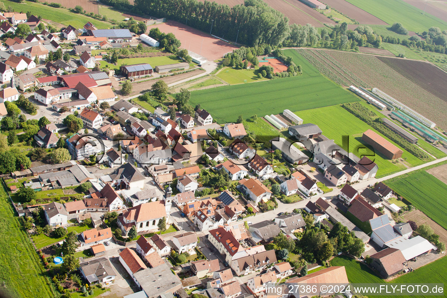 District Mörlheim in Landau in der Pfalz in the state Rhineland-Palatinate, Germany from a drone