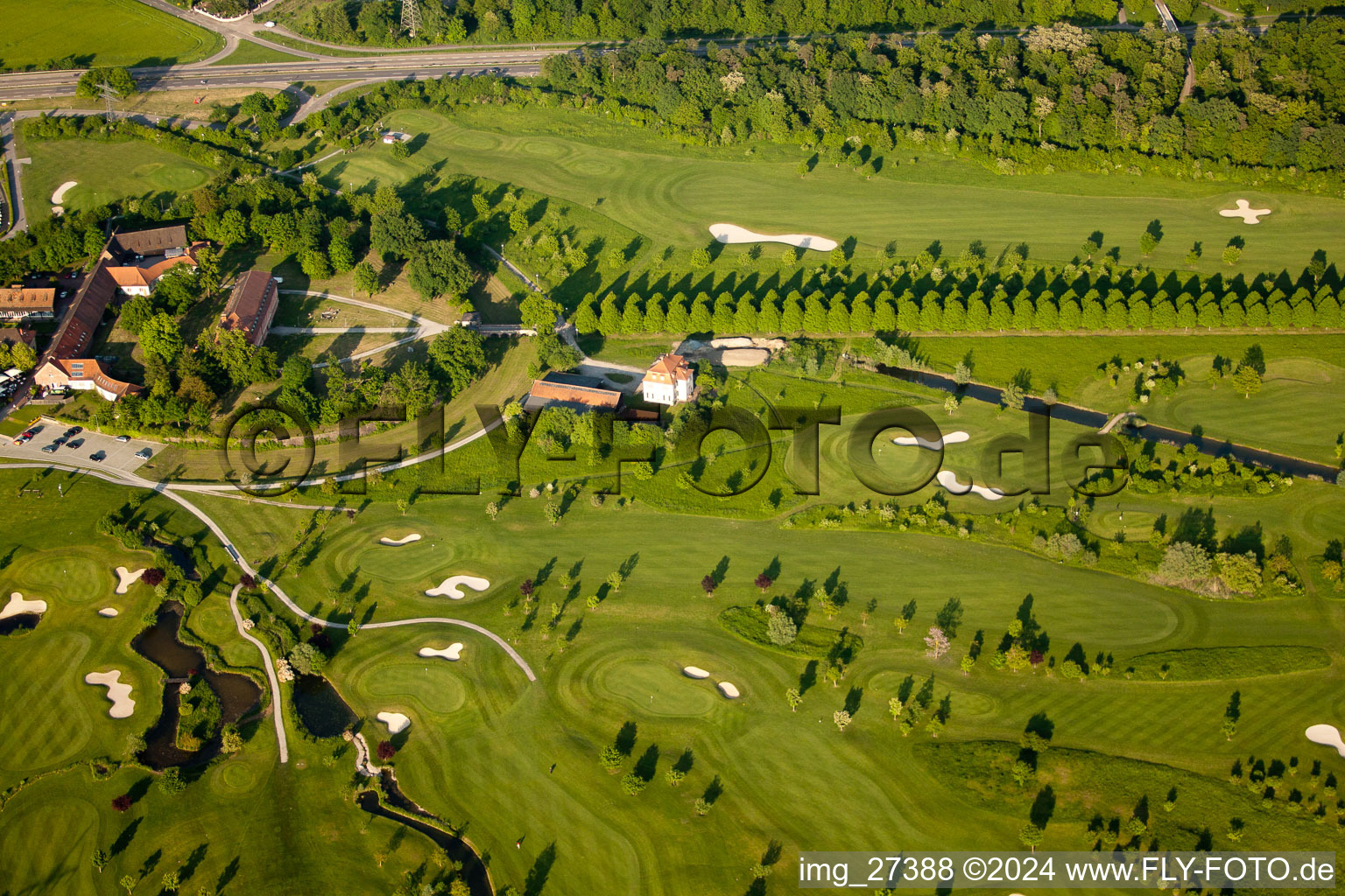 Grounds of the Golf course at Golfclub Hofgut Scheibenhardt e.V in Karlsruhe in the state Baden-Wurttemberg