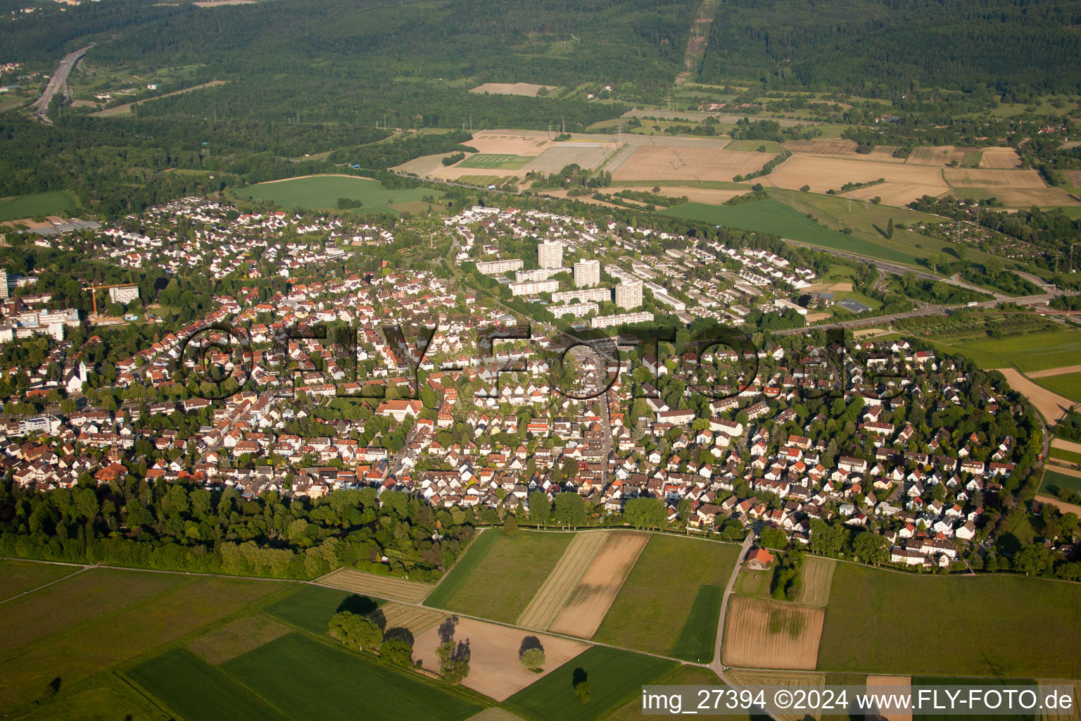 Drone recording of District Rüppurr in Karlsruhe in the state Baden-Wuerttemberg, Germany