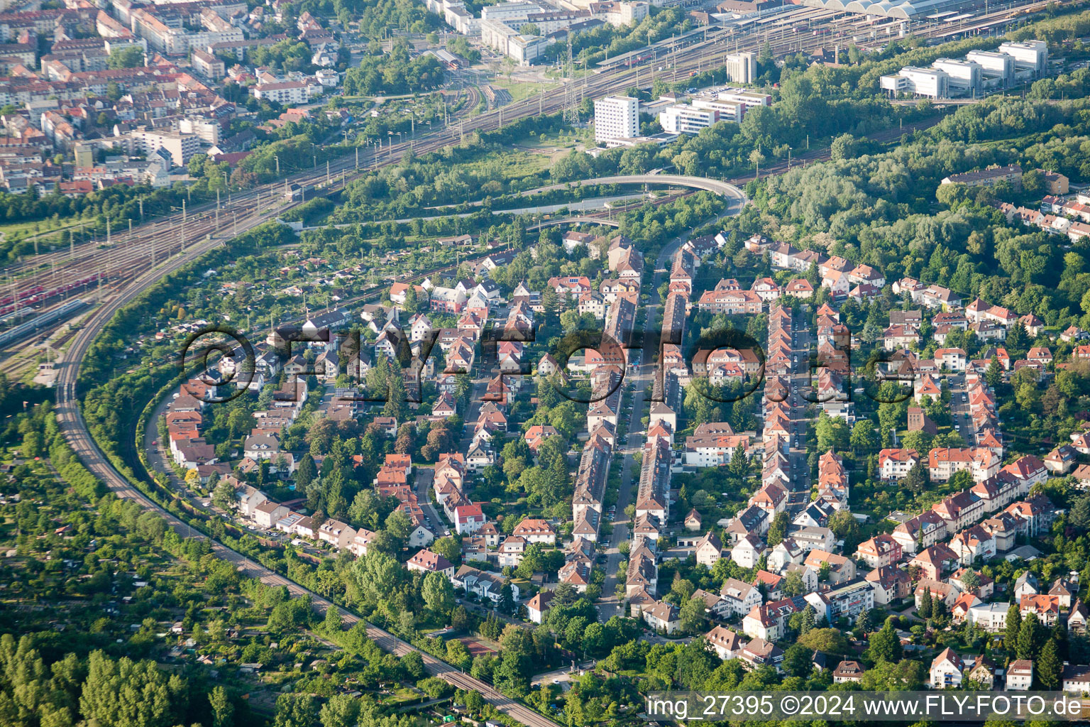 Aerial photograpy of Dammerstock in the district Weiherfeld-Dammerstock in Karlsruhe in the state Baden-Wuerttemberg, Germany