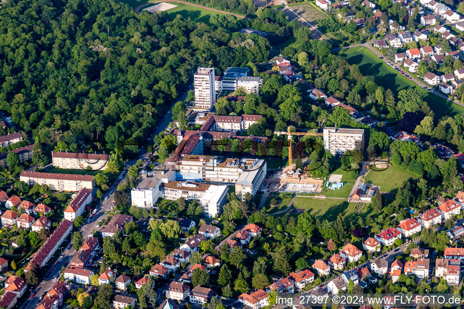 Construction site for a health center and medical center Ev. Diakonissenanstalt Karlsruhe-Rueppurr in the district Rueppurr in Karlsruhe in the state Baden-Wurttemberg, Germany