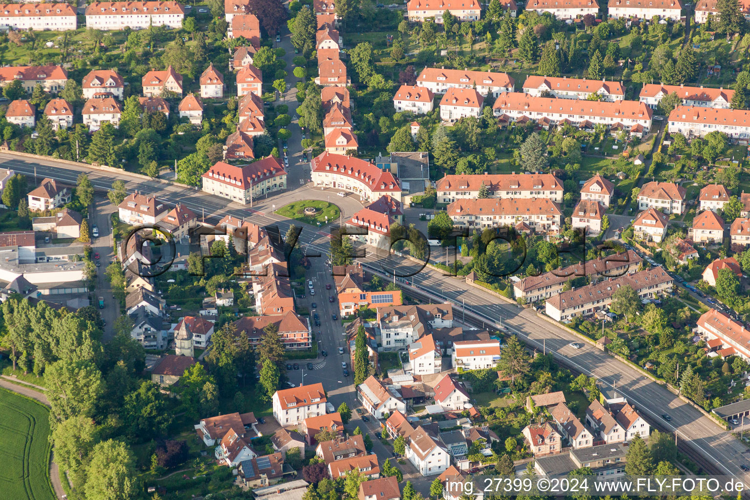 Half-Circular Place Ostendorfplatz in the district Rueppurr in Karlsruhe in the state Baden-Wurttemberg, Germany