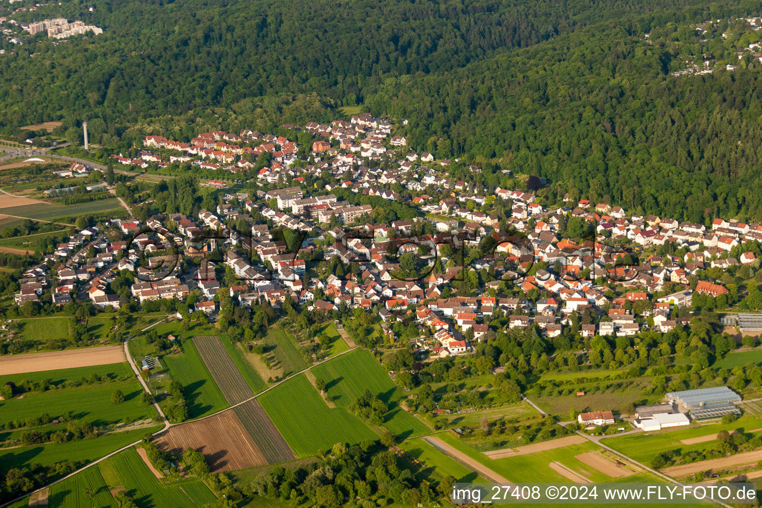 Settlement area in Wolfartsweier in the state Baden-Wurttemberg, Germany