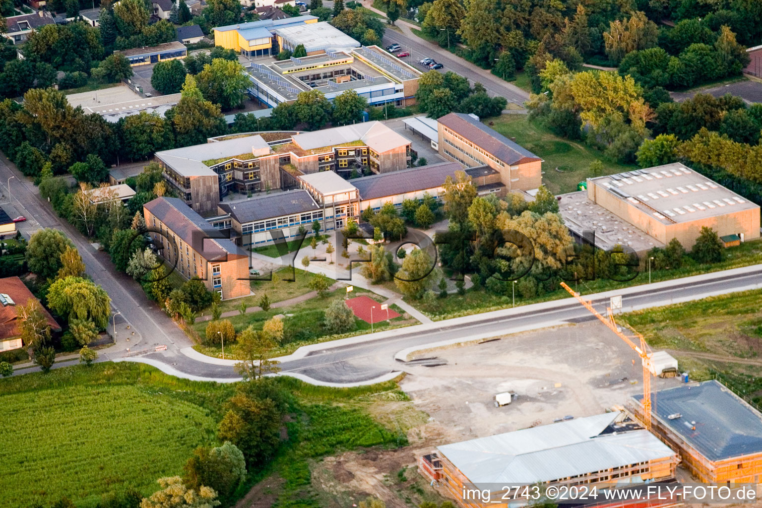 School Center in Kandel in the state Rhineland-Palatinate, Germany from above