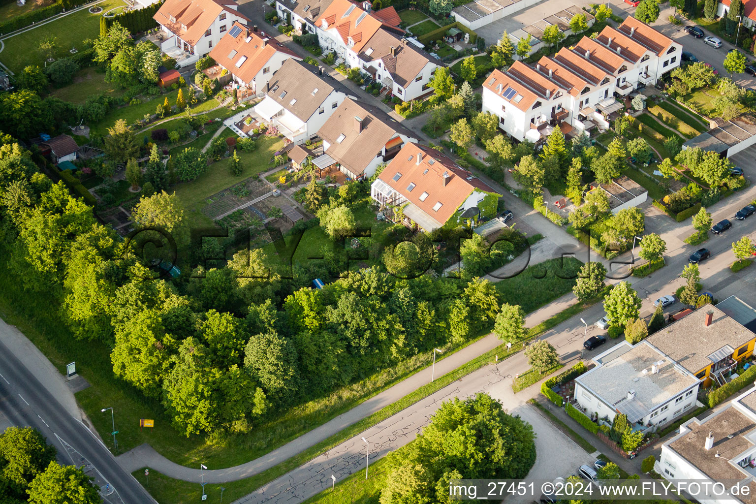 Floodplain in the district Durlach in Karlsruhe in the state Baden-Wuerttemberg, Germany from a drone