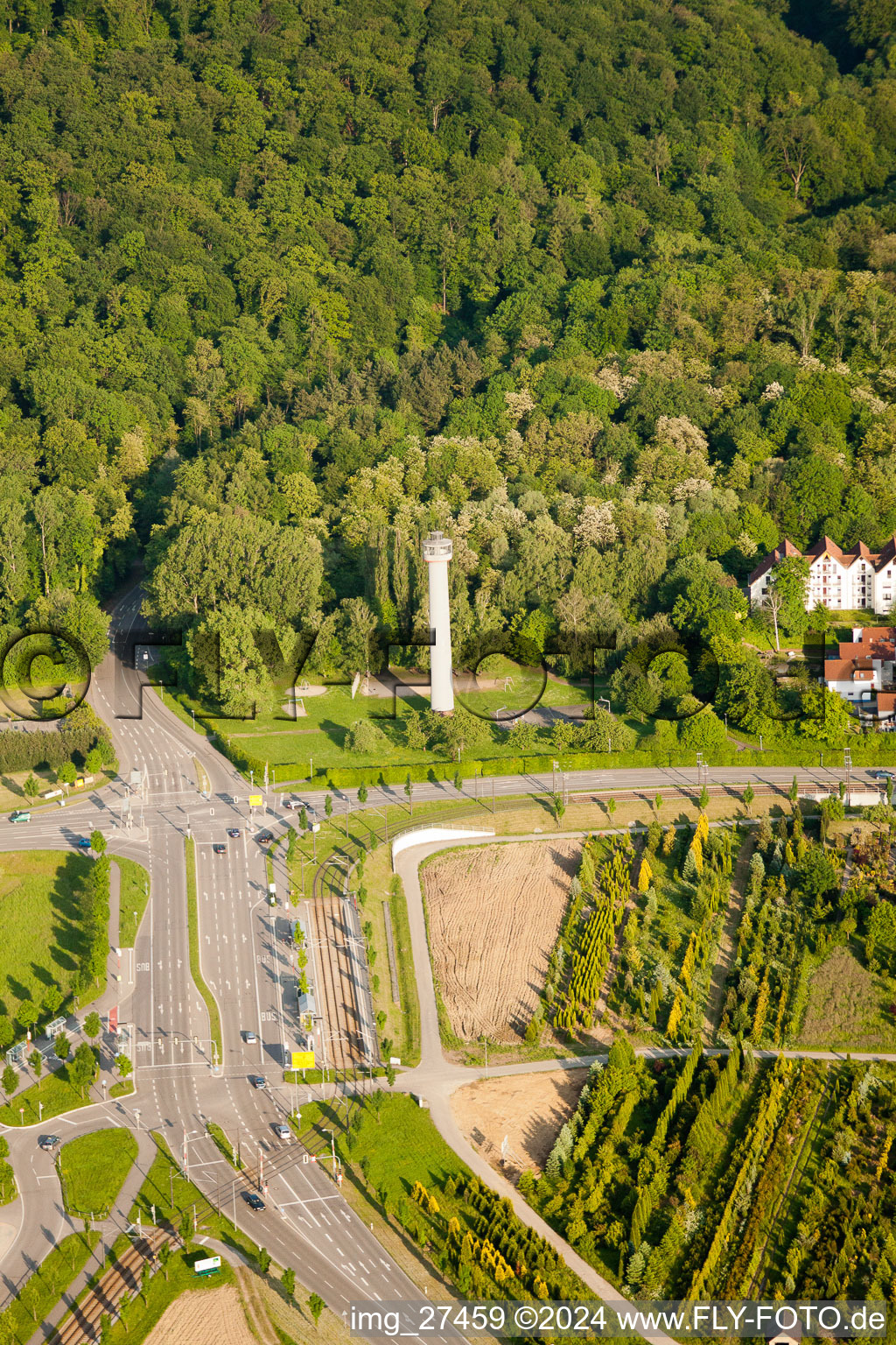 Aerial photograpy of Primer cap in the district Wolfartsweier in Karlsruhe in the state Baden-Wuerttemberg, Germany