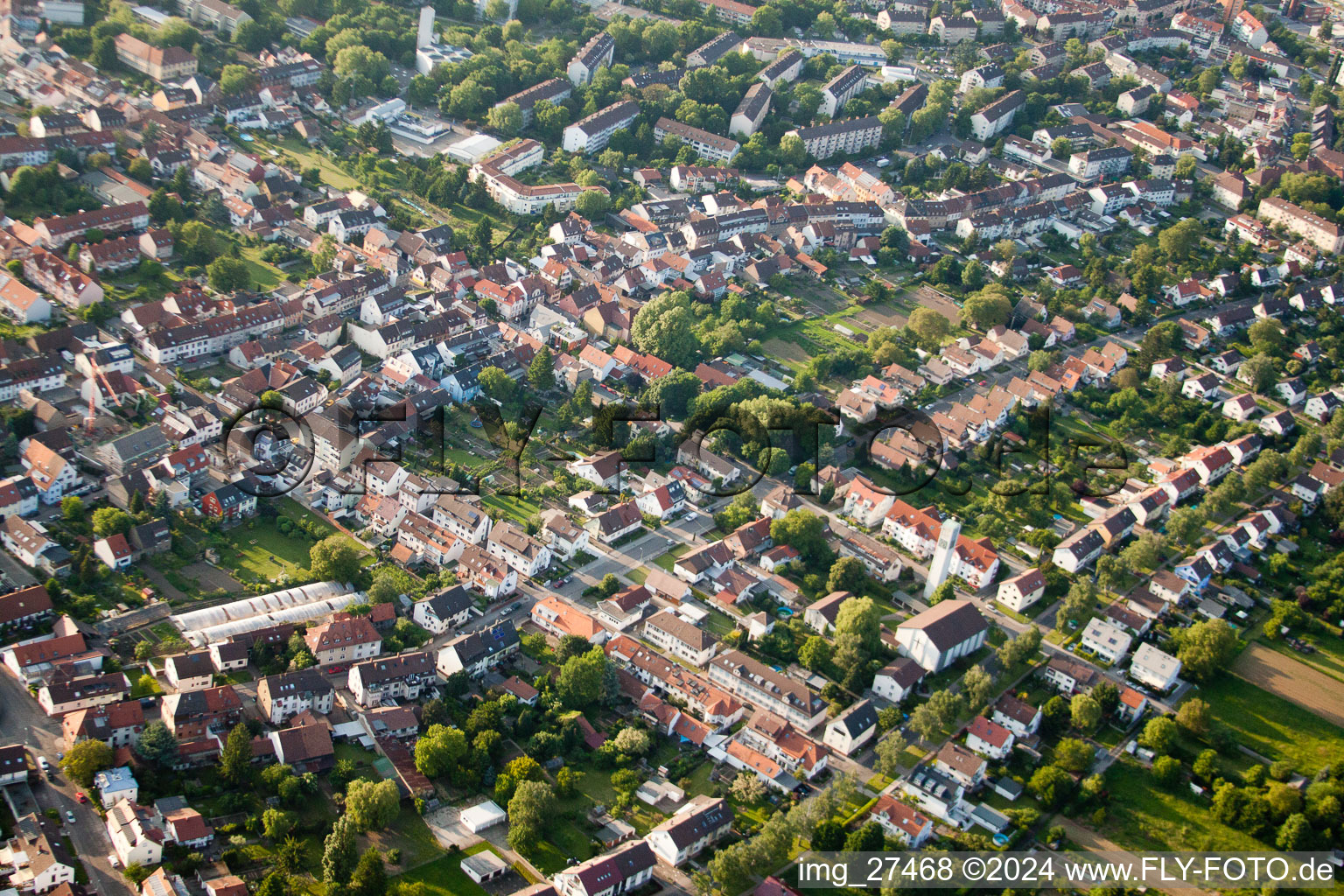 Aerial photograpy of Floodplain in the district Durlach in Karlsruhe in the state Baden-Wuerttemberg, Germany