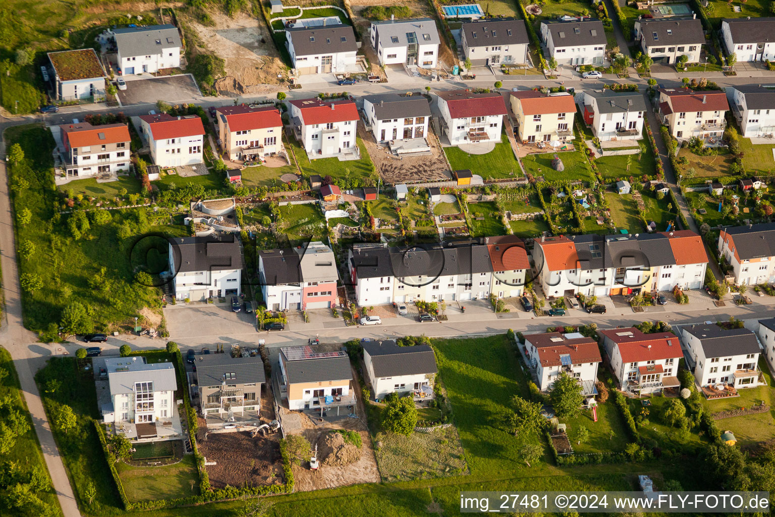 District Hohenwettersbach in Karlsruhe in the state Baden-Wuerttemberg, Germany from the drone perspective