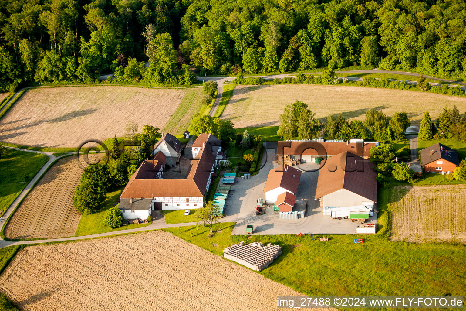 Homestead of a farm E - Corn GmbH in Karlsruhe in the state Baden-Wurttemberg, Germany