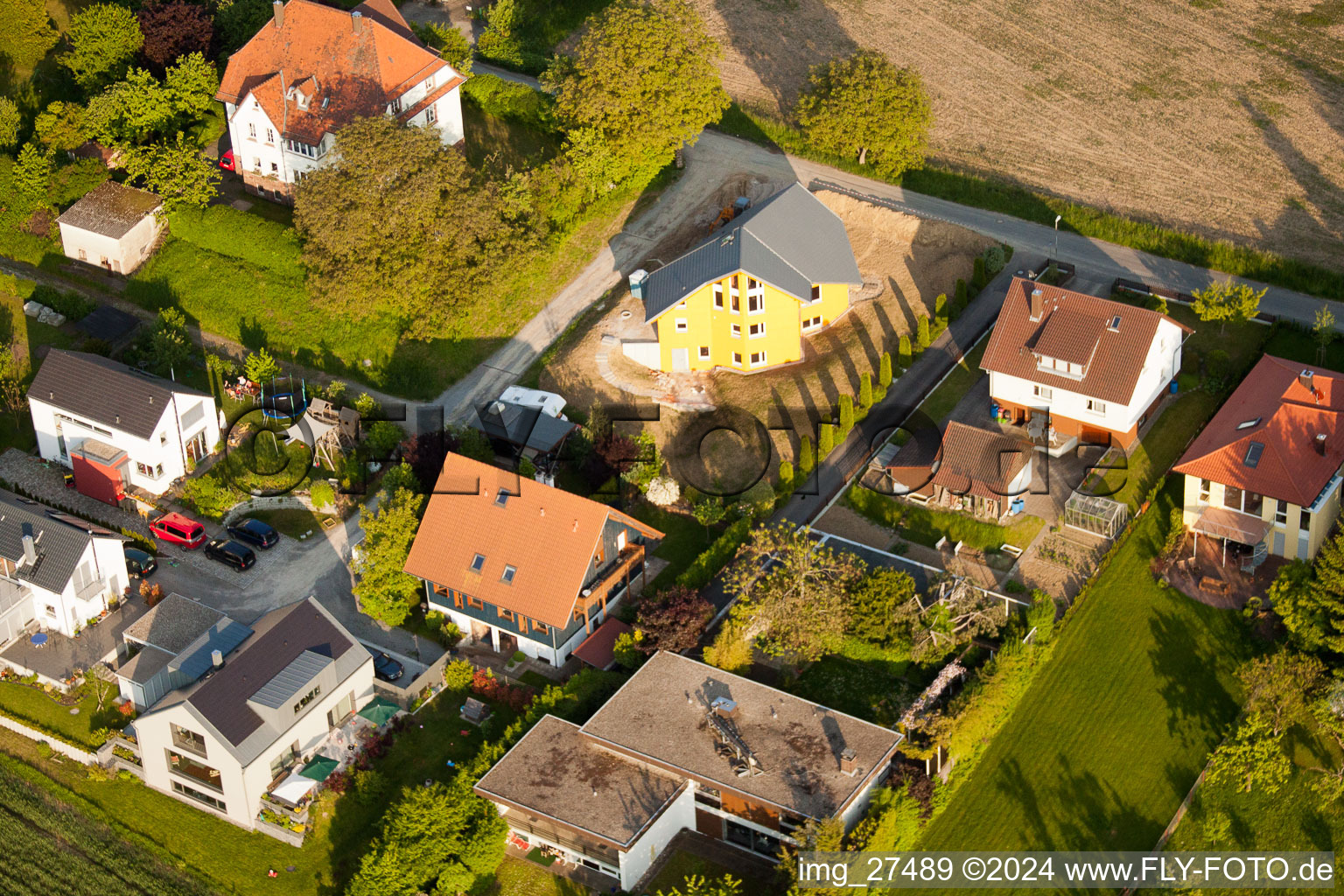 District Durlach in Karlsruhe in the state Baden-Wuerttemberg, Germany from the plane