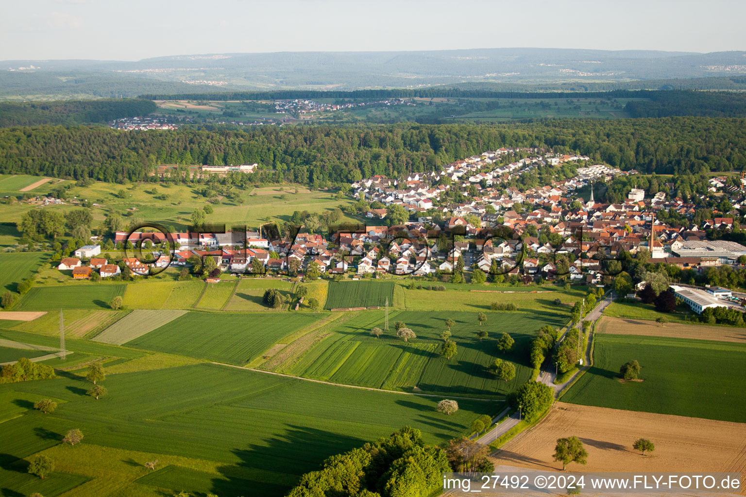 District Stupferich in Karlsruhe in the state Baden-Wuerttemberg, Germany from a drone