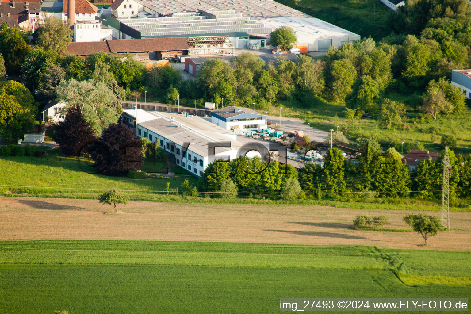 Oblique view of Stupferich in the district Hohenwettersbach in Karlsruhe in the state Baden-Wuerttemberg, Germany